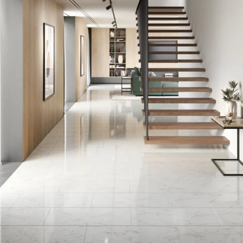Carrara Marble - Lustre Stone 8mm High Gloss Laminate Flooring (90003)