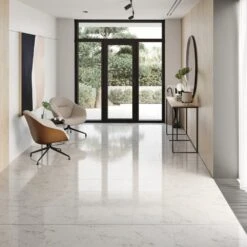 Carrara Marble - Lustre Stone 8mm High Gloss Laminate Flooring (90003) -Oak Door Store 1742224888 46605500