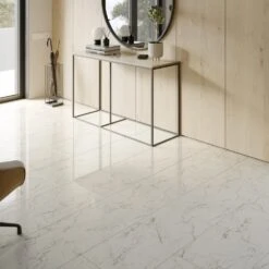 Carrara Marble - Lustre Stone 8mm High Gloss Laminate Flooring (90003) -Oak Door Store 1742224891 78407500