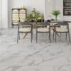 White Gloss Marble - Luxe Vision Pre-Grouted 5.5mm Stone Embossed UV Coated Rigid Core Vinyl Flooring (123035)