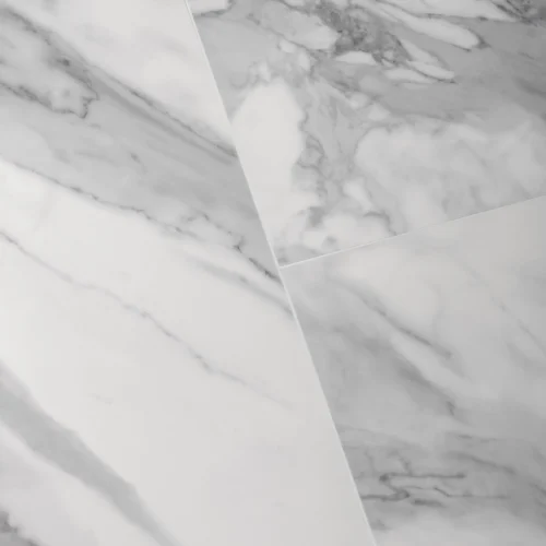 White Gloss Marble - Luxe Vision Pre-Grouted 5.5mm Stone Embossed UV Coated Rigid Core Vinyl Flooring (123035) -Oak Door Store 1744626743 52227700