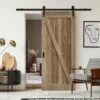 Carbonised Internal Pine 1 Panel Brace Barn Door (121046)