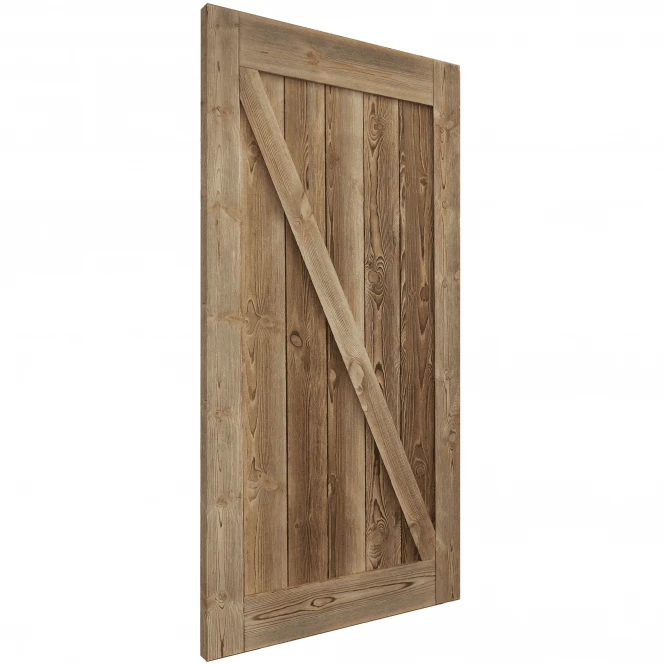 Carbonised Internal Pine 1 Panel Brace Barn Door (121046) 2 Carbonised Internal Pine 1 Panel Brace Barn Door (121046) - Image 2