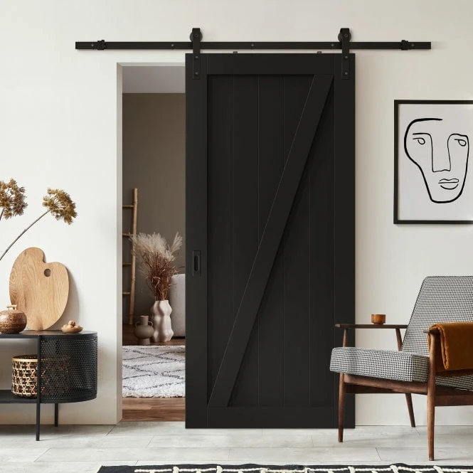 Black Internal Primed 1 Panel Brace Barn Door 1 Black Internal Primed 1 Panel Brace Barn Door