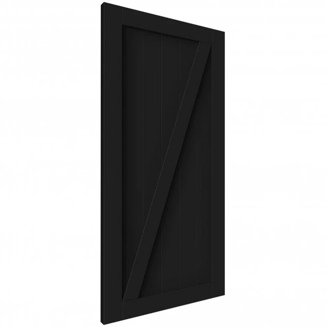 Black Internal Primed 1 Panel Brace Barn Door 2 Black Internal Primed 1 Panel Brace Barn Door - Image 2