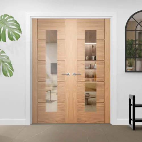 Internal Oak Unfinished Parma 1 Light Glazed Pair Door (121379)