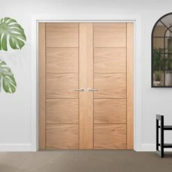 Internal Oak Unfinished Parma 5 Panel Pair Door (121380)
