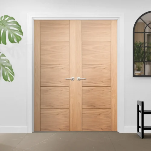 Internal Oak Unfinished Parma 5 Panel Pair Door (121380)