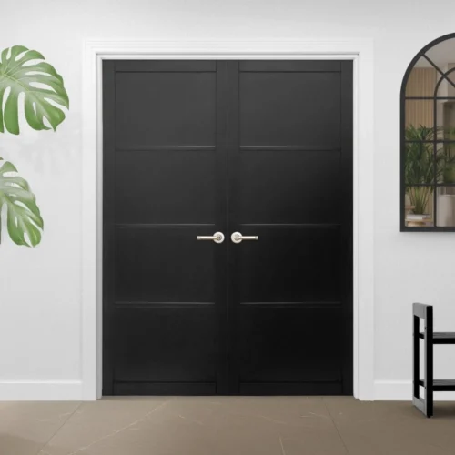 Jet Black Internal Fully Finished Industrial Studio 4 Panel Pair Door (121354)