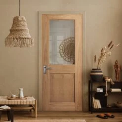 White Internal Oak Camargue 1 Light Clear Glass KF Door (121773)