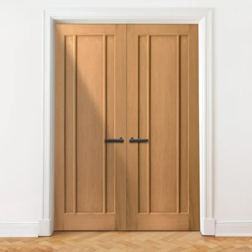 Internal Oak Unfinished Toledo 3 Panel Pair Door (121388)