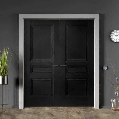 Internal Black Primed Henley 3 Panel Pair Door (121322)