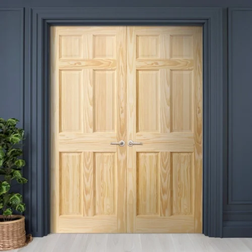 Internal Clear Pine Unfinished 6 Panel Pair Door (121338)