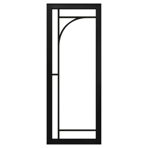 Jet Black Internal Fully Finished 12 Light Arch Industrial Studio Pair Door (STUBLARCHPR) -Oak Door Store Arch studio black door 12 left