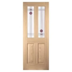 Oak Internal Unfinished Mackintosh 2 Light Clear And Stained Glass Door (121681) -Oak Door Store LS 121672 IMACK2L 4984f5e1 11fa 4ba7 9485 126892214e20