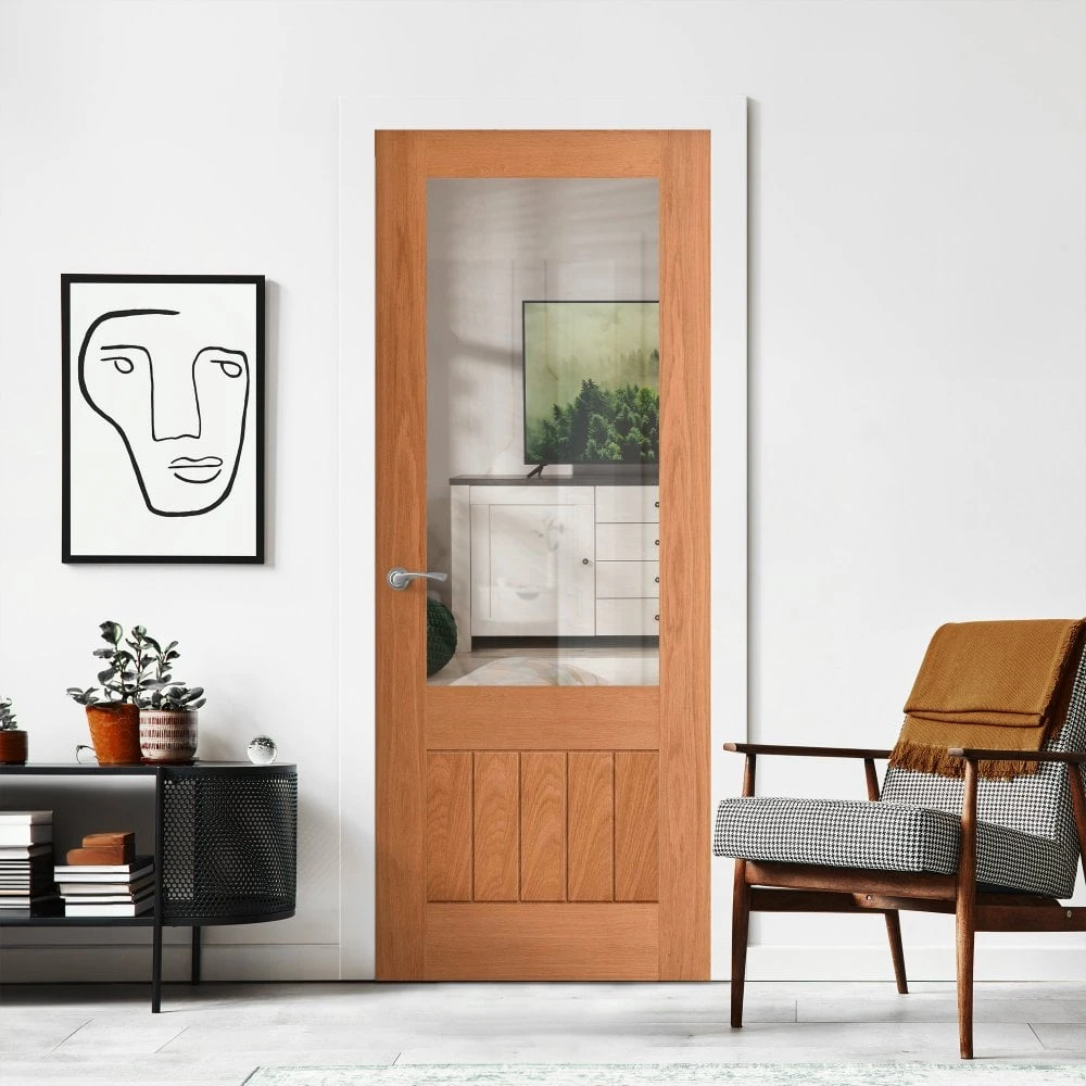 Oak Internal Fully Finished Farley 1 Panel 1 Light Clear Glass FD30 Fire Door (121950) 1 Oak Internal Fully Finished Farley 1 Panel 1 Light Clear Glass FD30 Fire Door (121950)