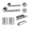 Status Dakota Round Lever Bathroom Door Handle Set - Satin Chrome & Polished Chrome (290621)