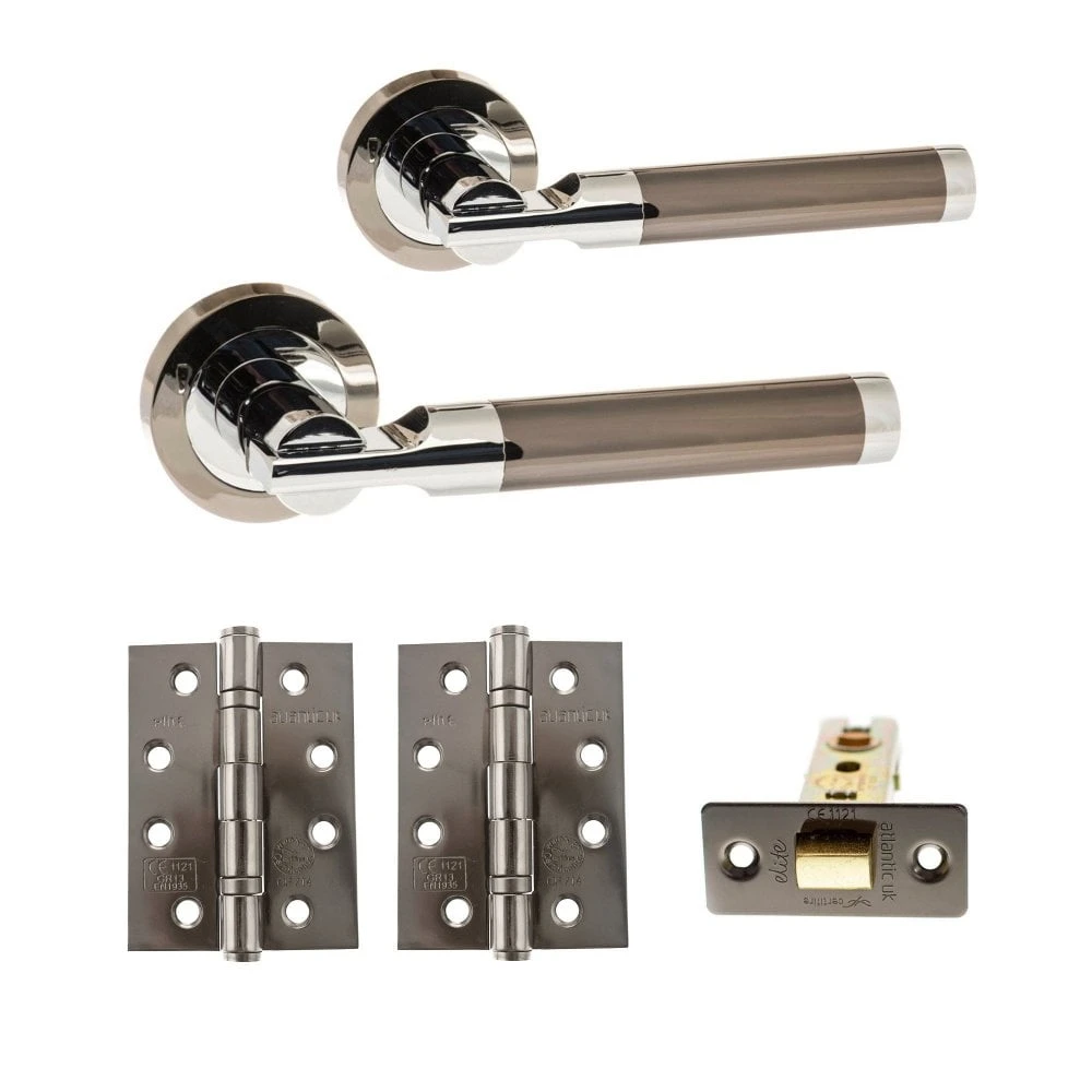 Status Dakota Round Lever CE13 Fire Door Handle Set - Black Nickel & Polished Chrome (290563) 1 Status Dakota Round Lever CE13 Fire Door Handle Set - Black Nickel & Polished Chrome (290563)