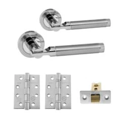 Status Dakota Round Lever CE13 Fire Door Handle Set - Satin Chrome & Polished Chrome (290565)