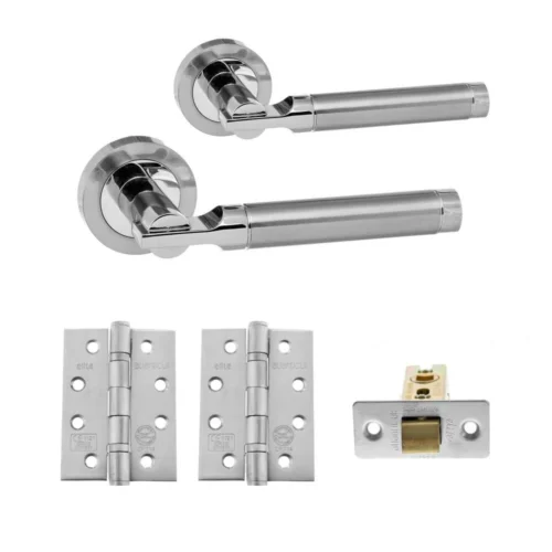 Status Dakota Round Lever CE13 Fire Door Handle Set - Satin Chrome & Polished Chrome (290565)