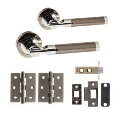 Status Dakota Round Lever Door Handle Set - Black Nickel & Polished Chrome (290562)