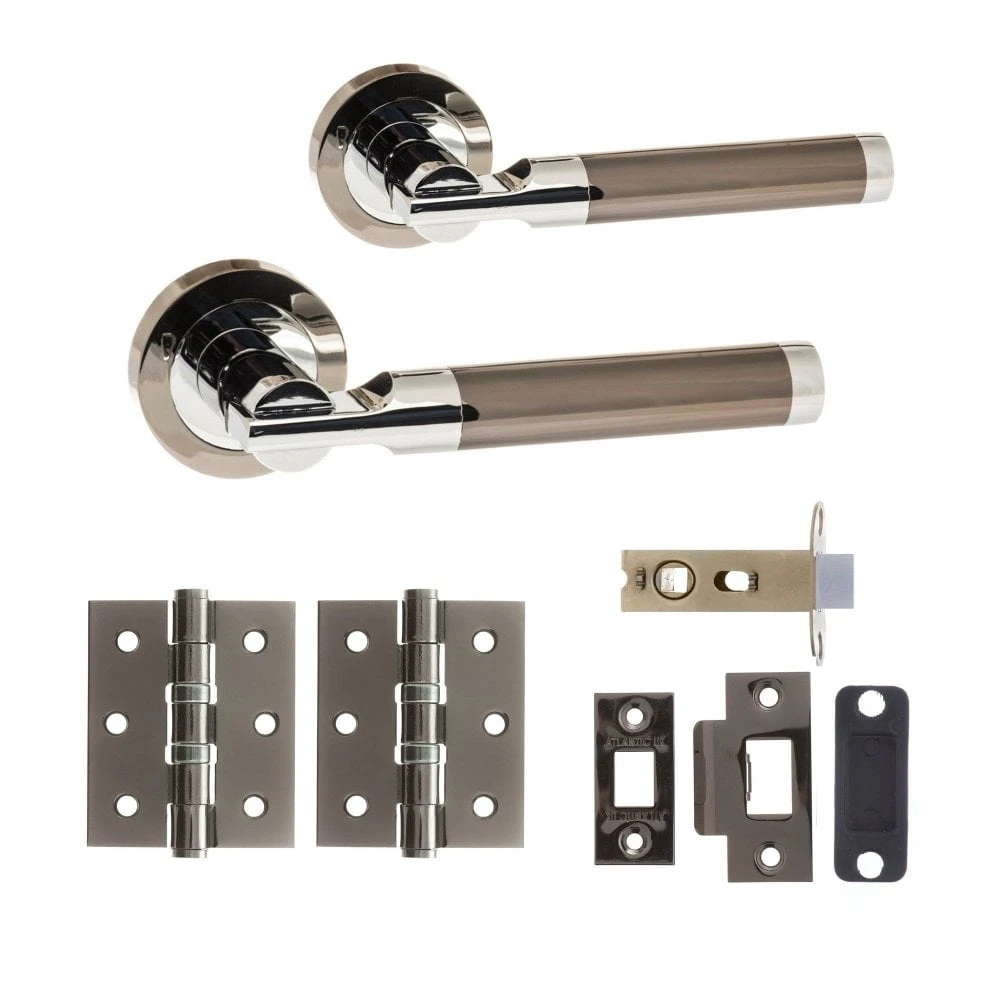 Status Dakota Round Lever Door Handle Set - Black Nickel & Polished Chrome (290562) 1 Status Dakota Round Lever Door Handle Set - Black Nickel & Polished Chrome (290562)