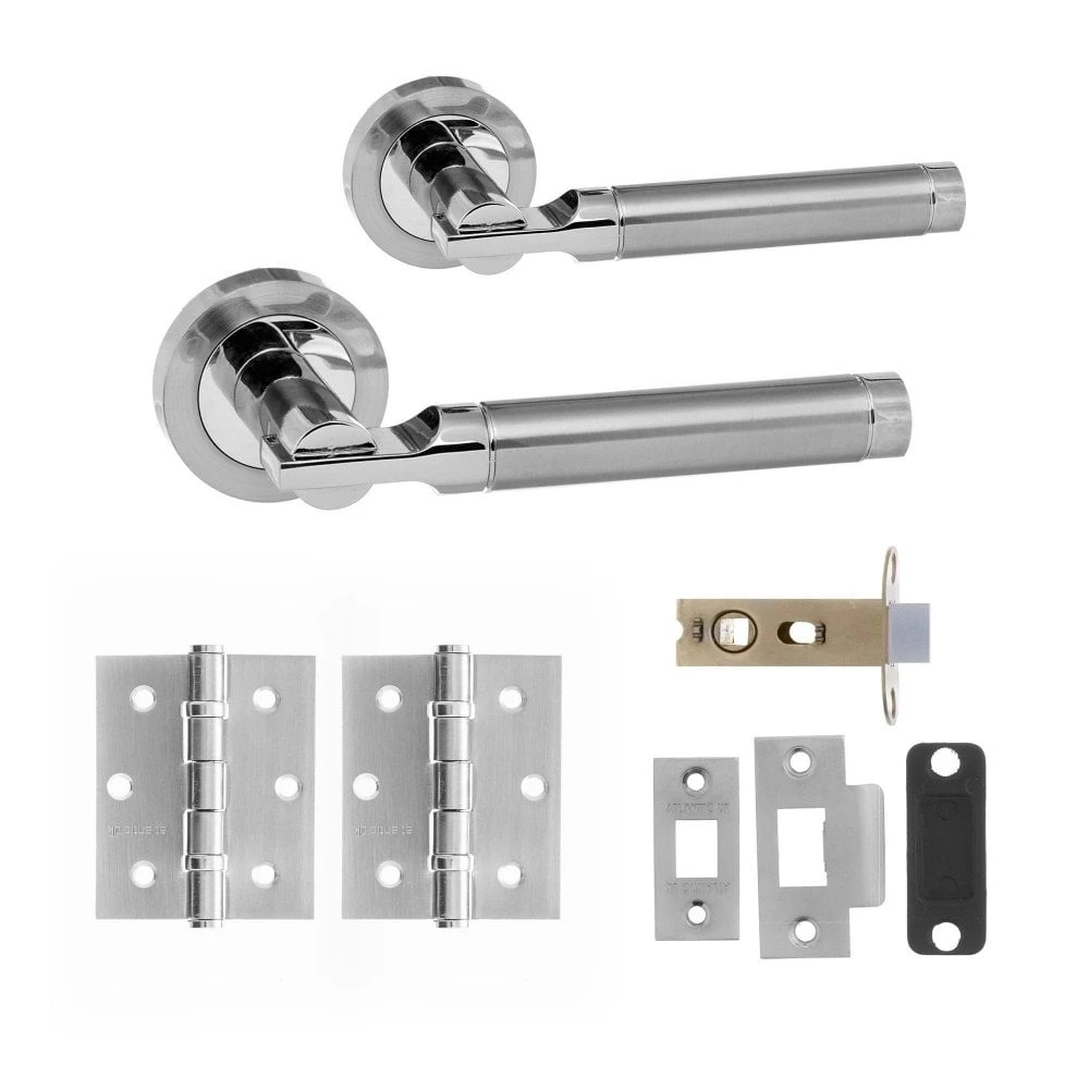 Status Dakota Round Lever Door Handle Set - Satin Chrome & Polished Chrome (290564) 1 Status Dakota Round Lever Door Handle Set - Satin Chrome & Polished Chrome (290564)